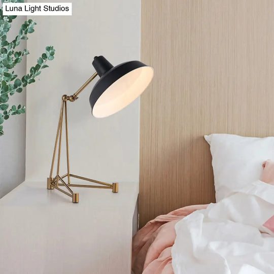 Modern Black Night Table Lamp With Metal Shade - Ideal Bedroom Task Lighting