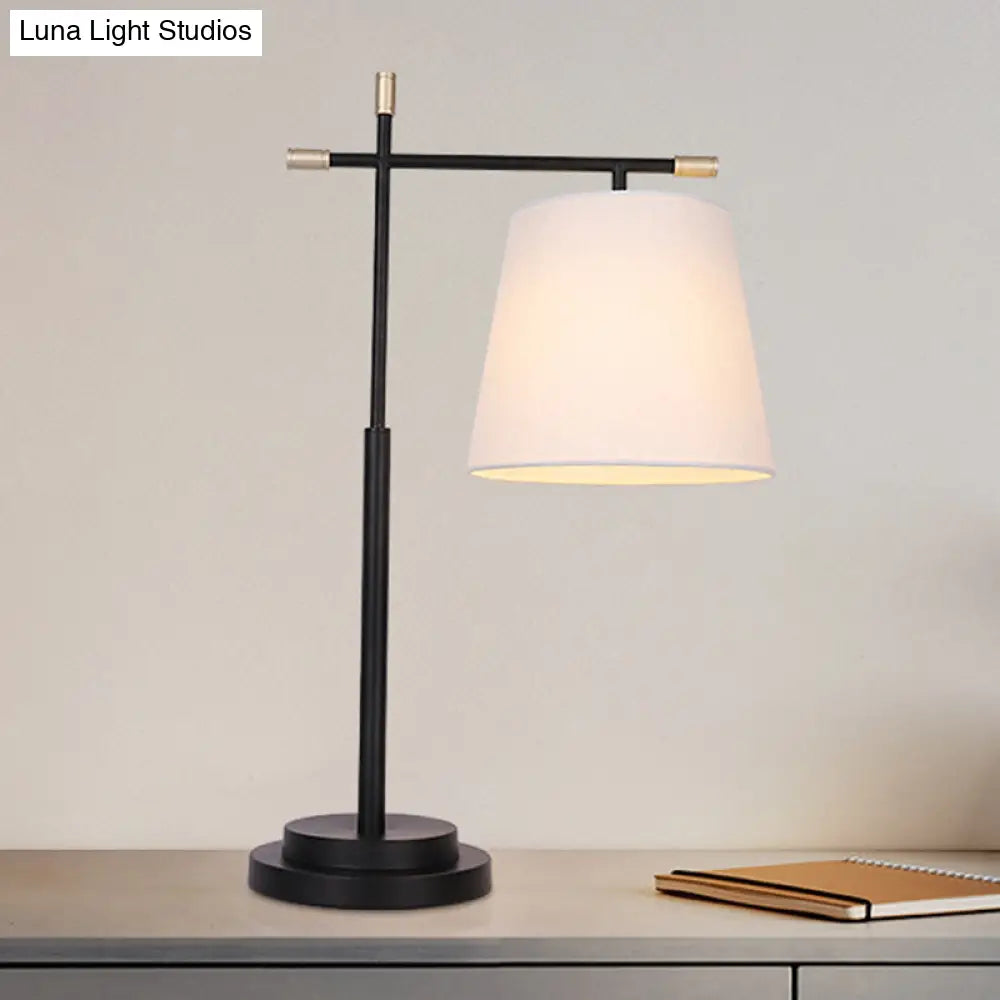 Modern Black Nightstand Lamp: 1-Head Bedroom Table Light With Fabric Shade