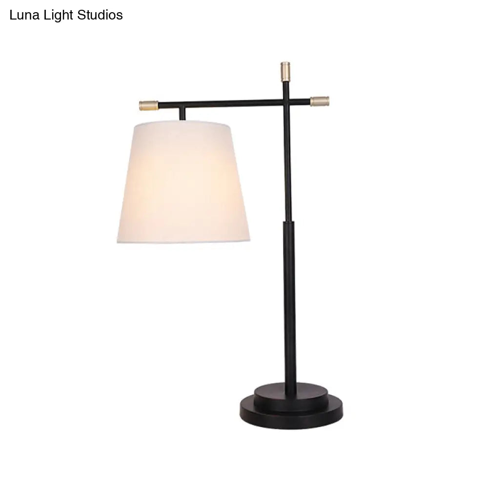 Modern Black Nightstand Lamp: 1-Head Bedroom Table Light With Fabric Shade