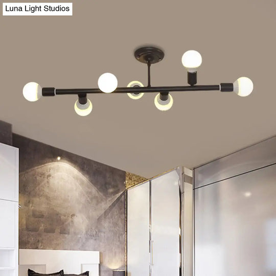 Modern Black Open Bulb Island Light With 7/13 Metal Lights - Simple Ceiling Lamp