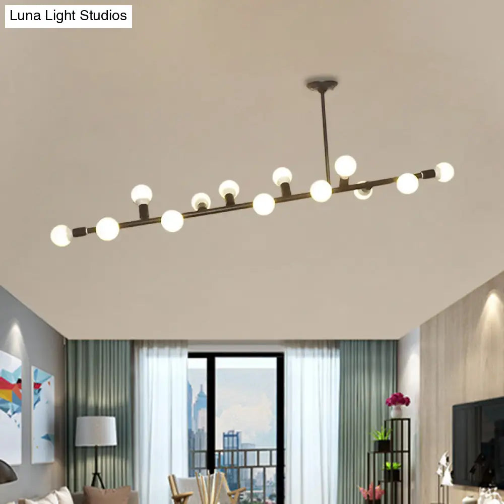 Modern Black Open Bulb Island Light With 7/13 Metal Lights - Simple Ceiling Lamp