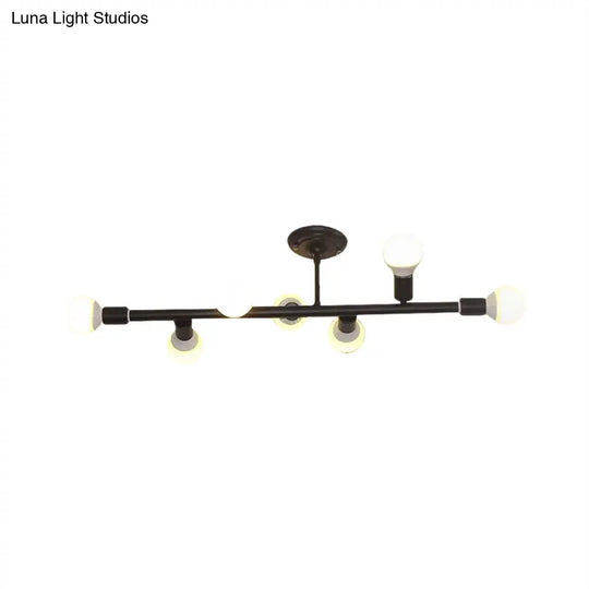 Modern Black Open Bulb Island Light With 7/13 Metal Lights - Simple Ceiling Lamp