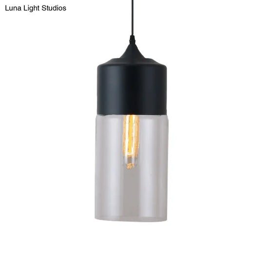 Modern Black Pendant Lamp With Clear Glass Shade - Ideal For Restaurants (1 Light)
