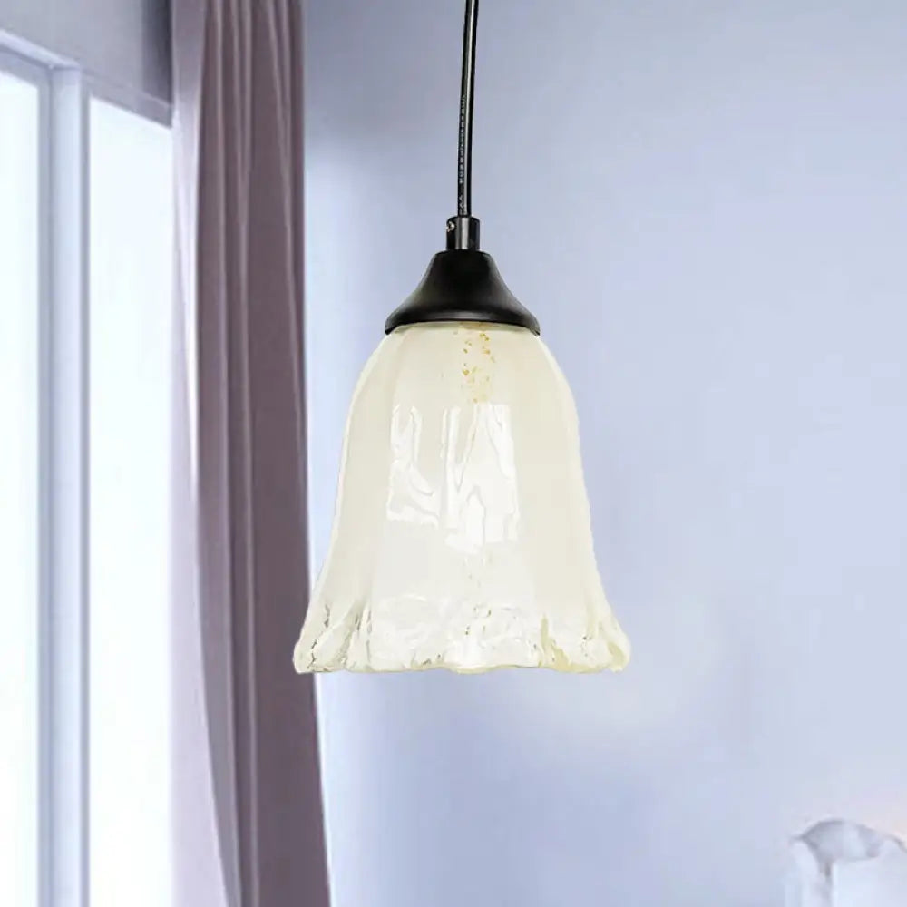 Modern Black Pendant Lamp With White Glass Shade - Perfect For Living Room