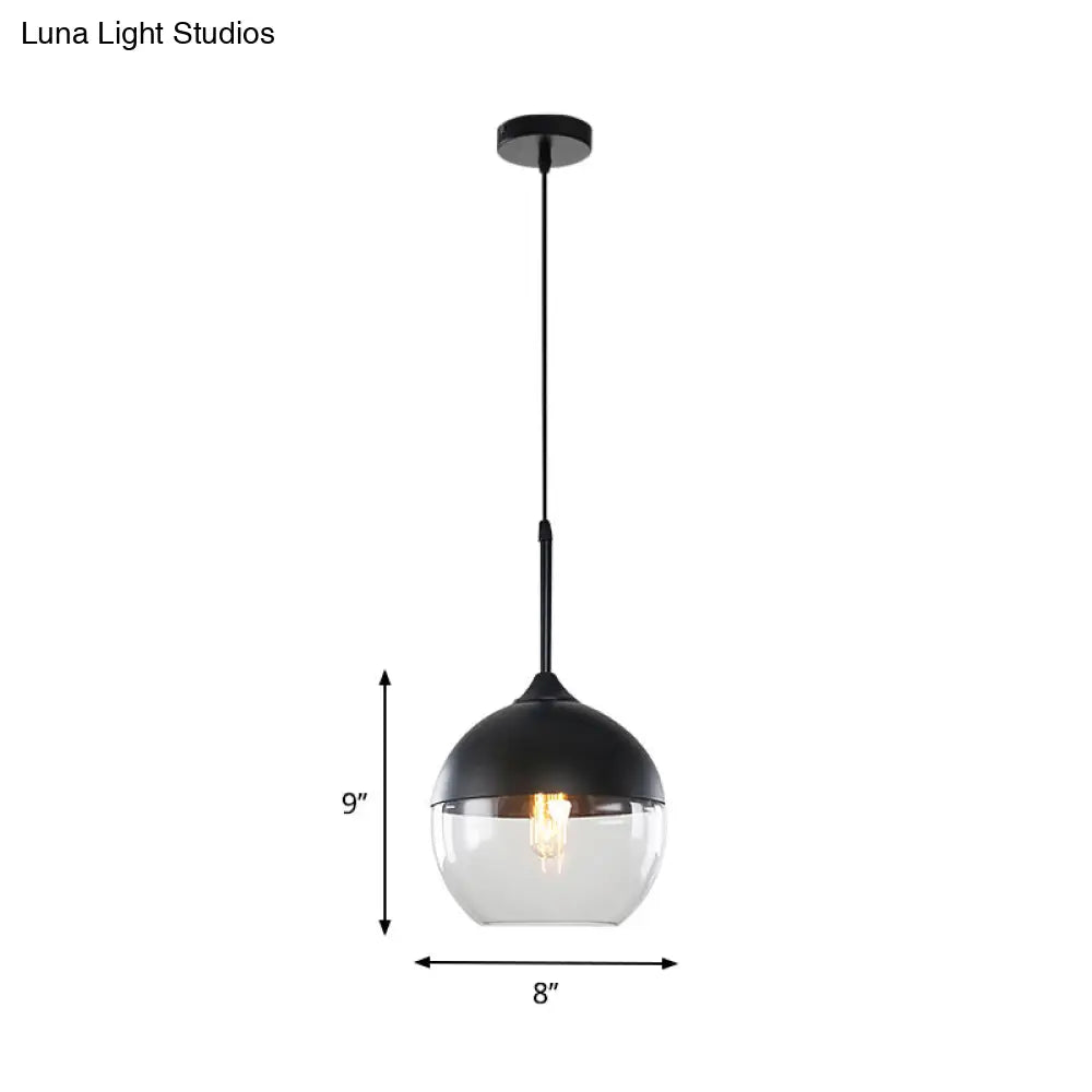 Modern Black Pendant Light Fixture With Clear Glass Cylinder/Mason Jar Design - Perfect For Table