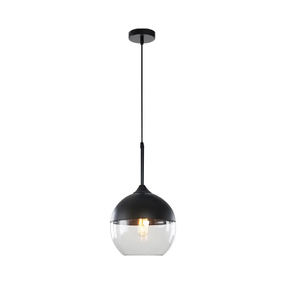 Modern Black Pendant Light Fixture With Clear Glass Cylinder/Mason Jar Design - Perfect For Table