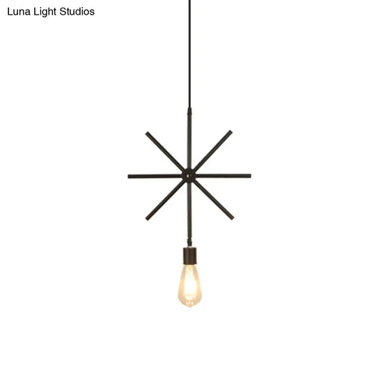 Modern Black Pendant Light Fixture With Iron Flower/Square/Round Frame - Ceiling Lamp Over Table