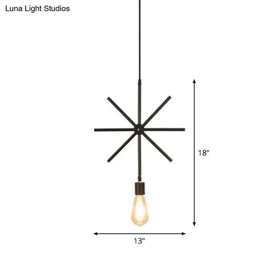 Modern Black Pendant Light Fixture With Iron Flower/Square/Round Frame - Ceiling Lamp Over Table