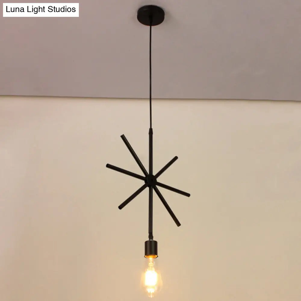 Modern Black Iron Pendant Light Fixture With Flower/Square/Round Frame - Perfect For Over Table /