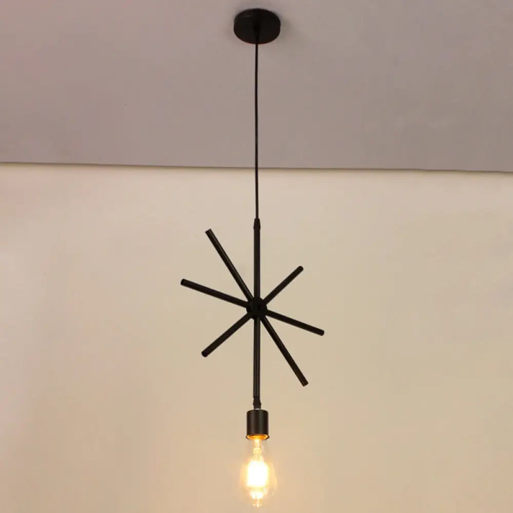 Modern Black Pendant Light Fixture With Iron Flower/Square/Round Frame - Ceiling Lamp Over Table /