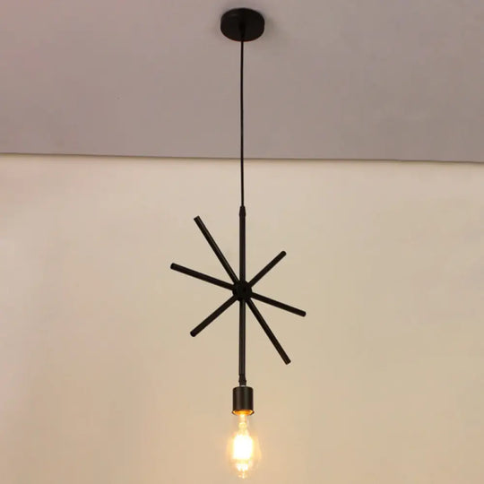 Modern Black Pendant Light Fixture With Iron Flower/Square/Round Frame - Ceiling Lamp Over Table /