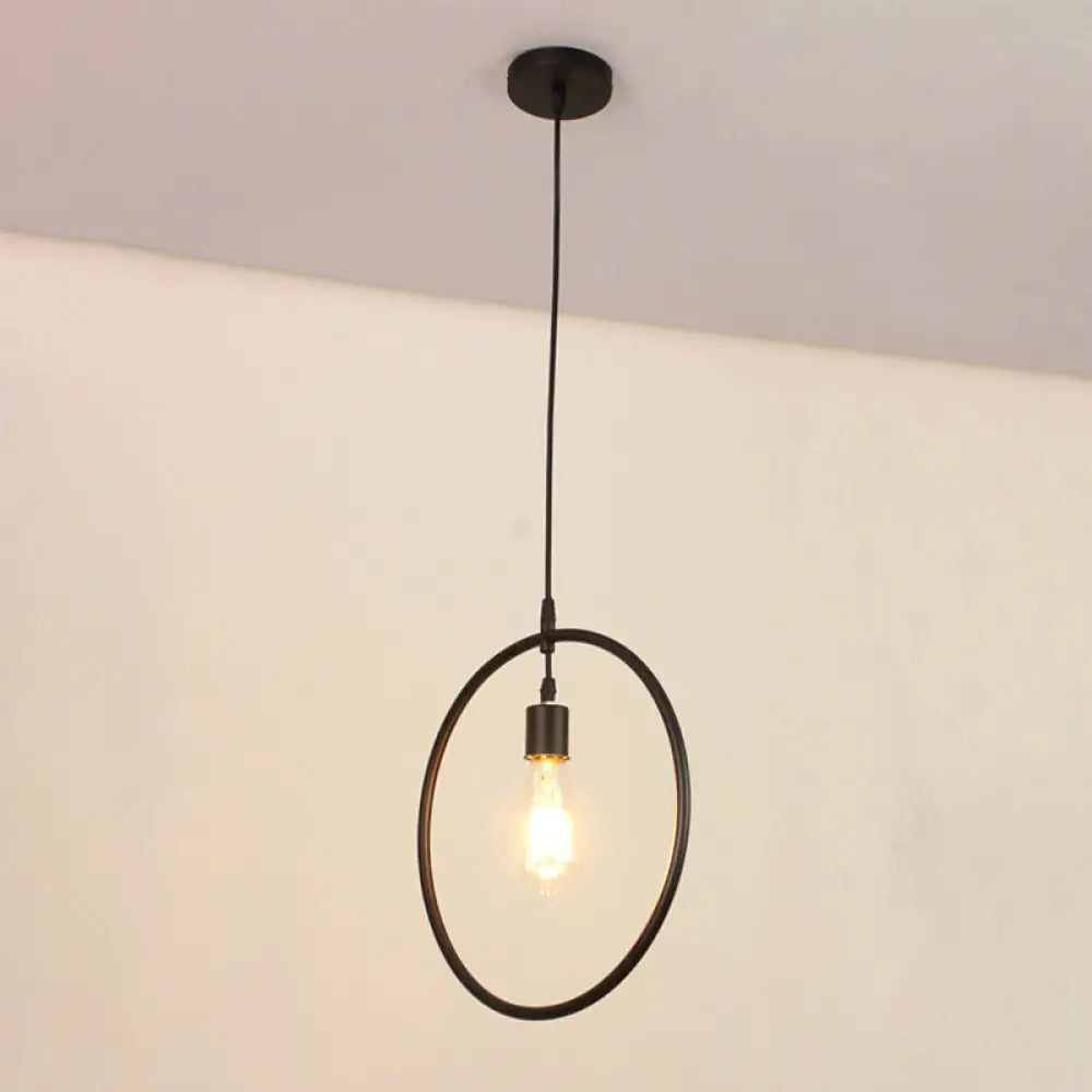 Modern Black Pendant Light Fixture With Iron Flower/Square/Round Frame - Ceiling Lamp Over Table /