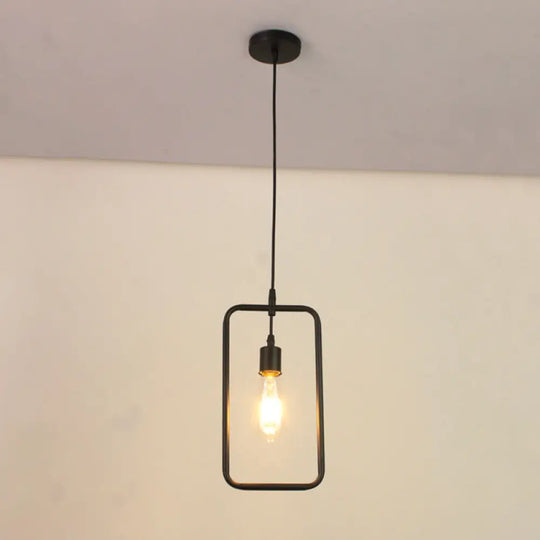 Modern Black Pendant Light Fixture With Iron Flower/Square/Round Frame - Ceiling Lamp Over Table /