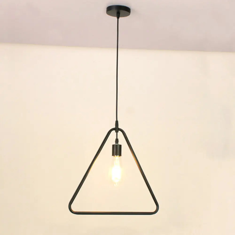 Modern Black Pendant Light Fixture With Iron Flower/Square/Round Frame - Ceiling Lamp Over Table /