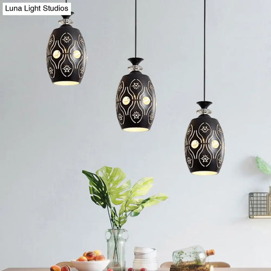 Modern Black Pendant Light With 3-Light Metal Multi Ceiling Lamp - Ideal For Dining Table / Oval