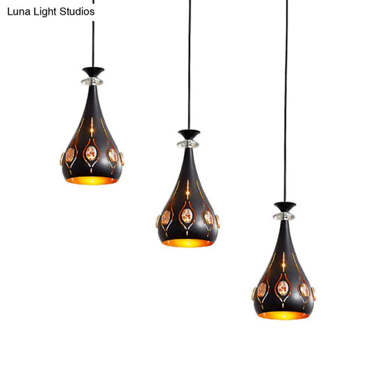 Modern Black Pendant Light With 3-Light Metal Multi Ceiling Lamp - Ideal For Dining Table