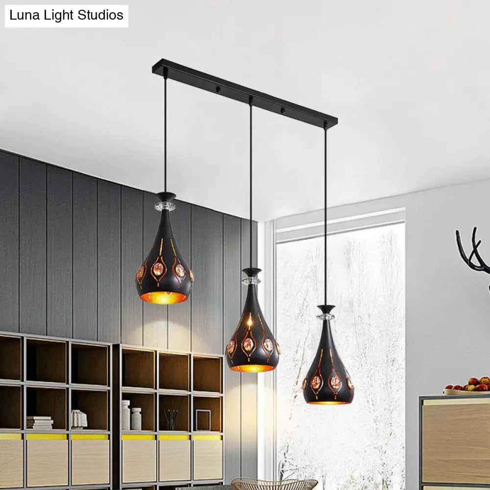 Modern Black Pendant Light With 3-Light Metal Multi Ceiling Lamp - Ideal For Dining Table