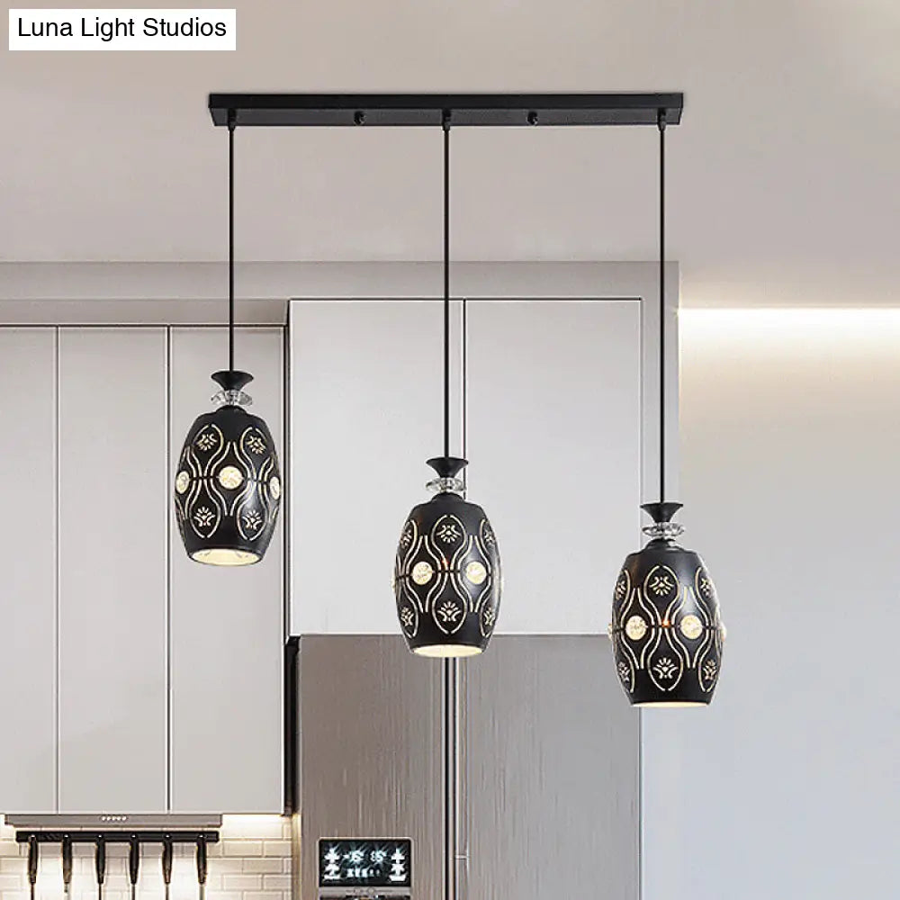 Modern Black Pendant Light With 3-Light Metal Multi Ceiling Lamp - Ideal For Dining Table