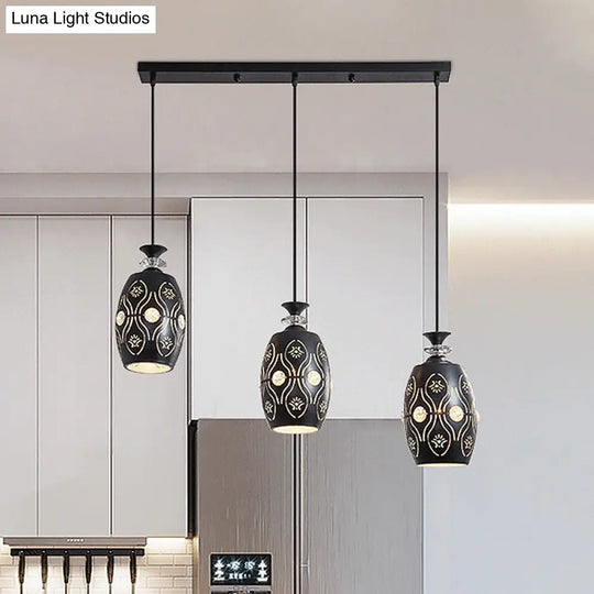 Modern Black Pendant Light With 3-Light Metal Multi Ceiling Lamp - Ideal For Dining Table