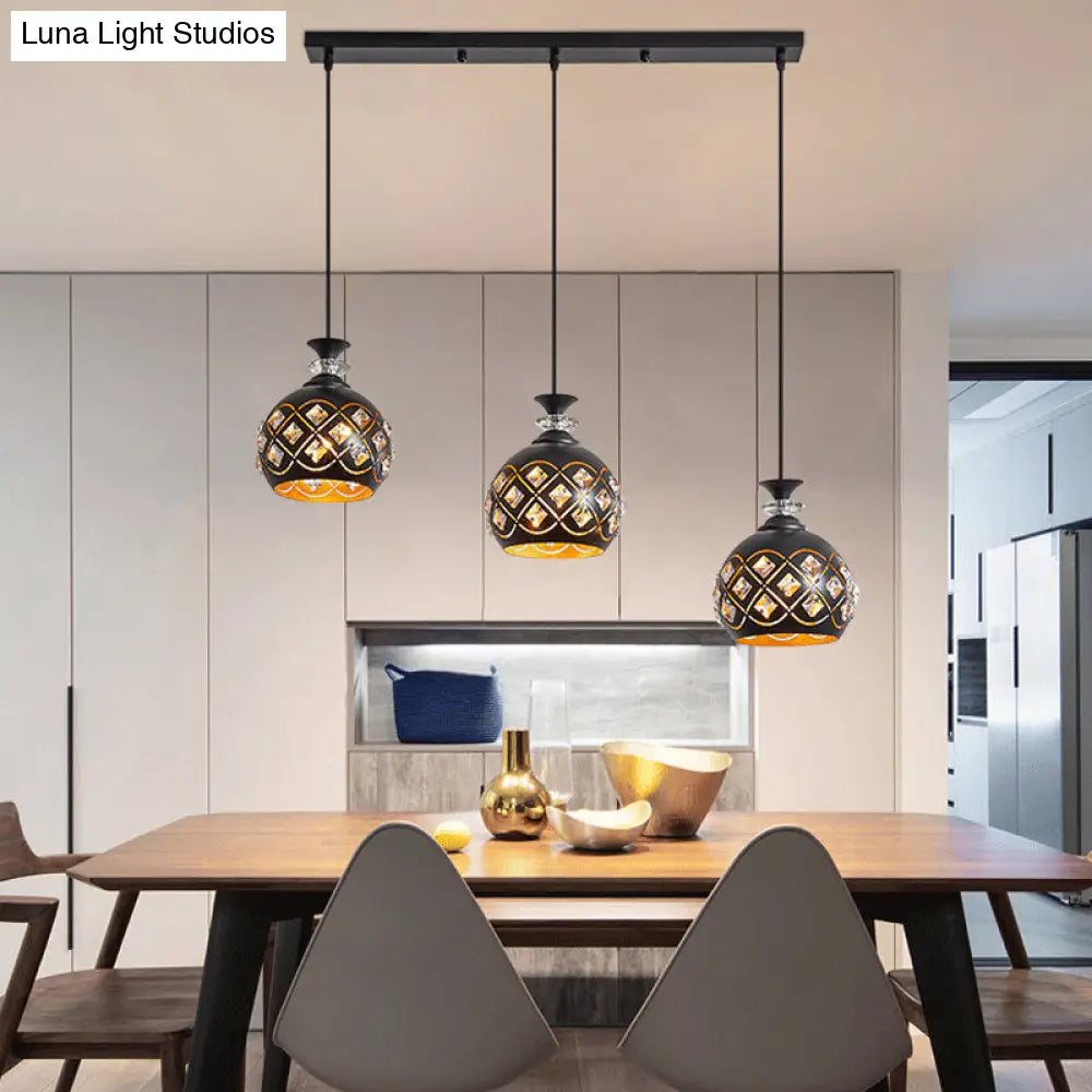 Modern Black Pendant Light With 3-Light Metal Multi Ceiling Lamp - Ideal For Dining Table / Globe