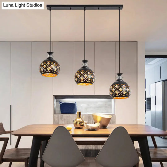 Modern Black Pendant Light With 3-Light Metal Multi Ceiling Lamp - Ideal For Dining Table / Globe