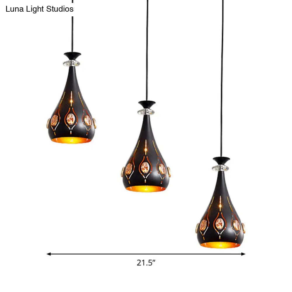 Modern Black Pendant Light With 3-Light Metal Multi Ceiling Lamp - Ideal For Dining Table