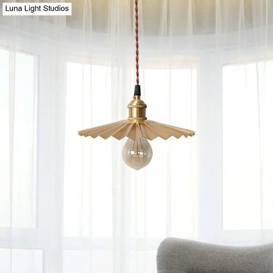 Modern Scalloped Hanging Ceiling Light | Stylish Black/Red Metallic Pendant For Bedside