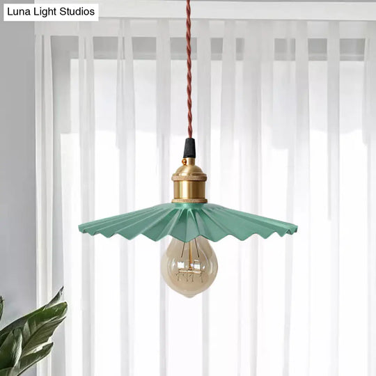 Modern Scalloped Hanging Ceiling Light | Stylish Black/Red Metallic Pendant For Bedside