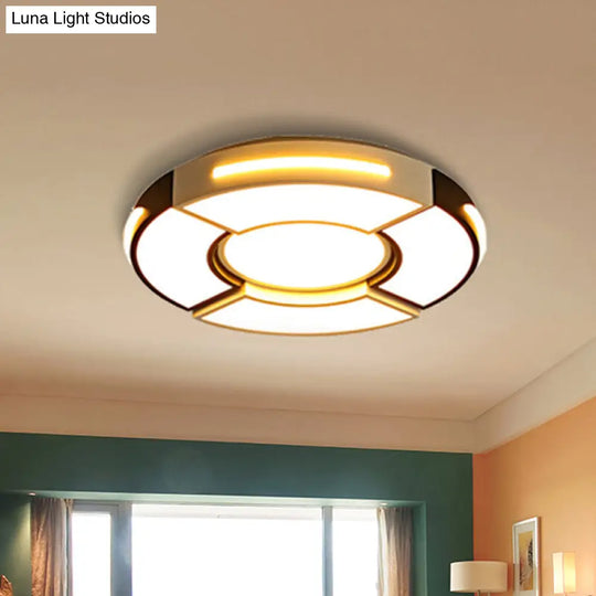 Modern Black Round Acrylic Ceiling Fixture - Unique Design 16/19.5/23.5 Warm/White Lighting