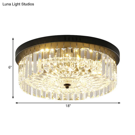 Modern Black Round Crystal Ceiling Lamp Choose From 10/14/18 Widths