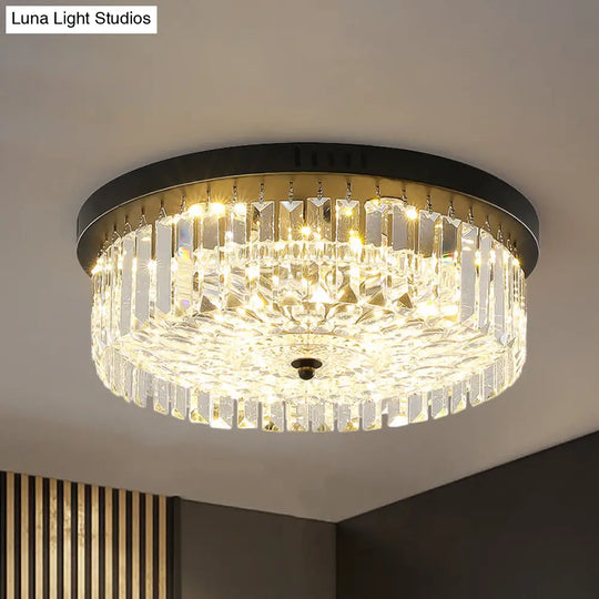 Modern Black Round Crystal Ceiling Lamp Choose From 10/14/18 Widths