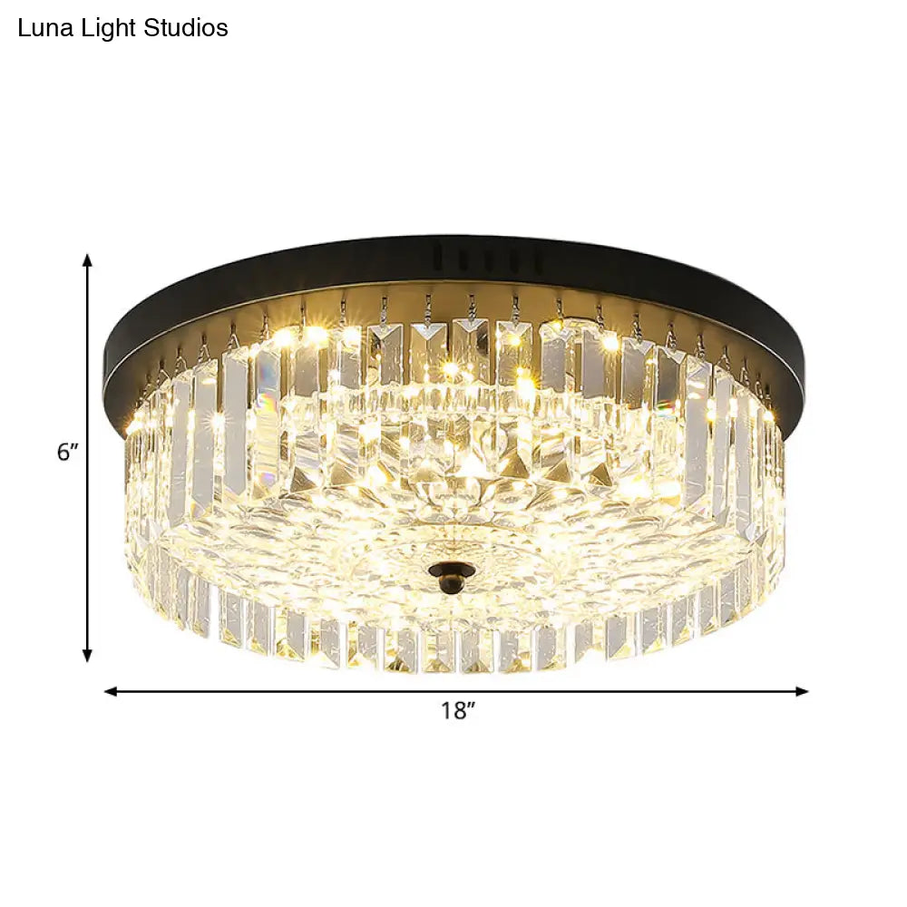 Modern Black Round Crystal Ceiling Lamp Choose From 10’/14’/18’ Widths