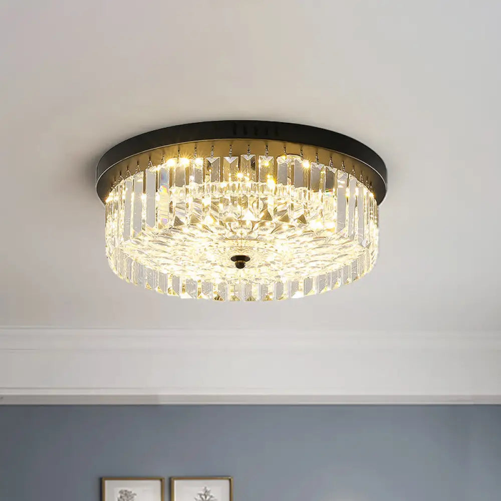 Modern Black Round Crystal Ceiling Lamp Choose From 10’/14’/18’ Widths / 10’