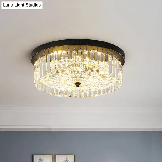 Modern Black Round Crystal Ceiling Lamp Choose From 10/14/18 Widths / 10