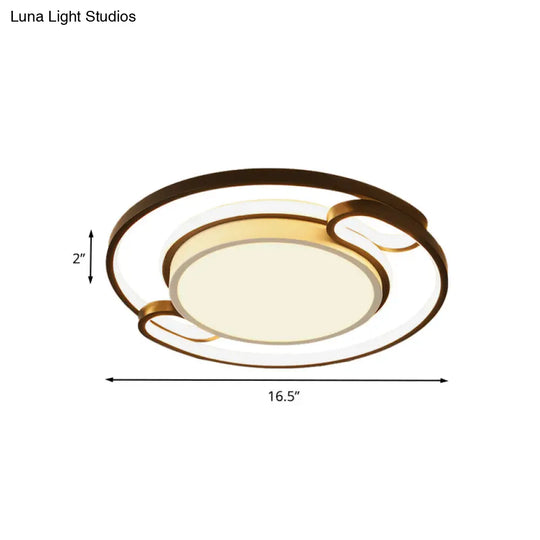 Modern Black Semi - Ring Led Flushmount For Bedroom 16’/20.5’ Wide – Ceiling Mount Lighting