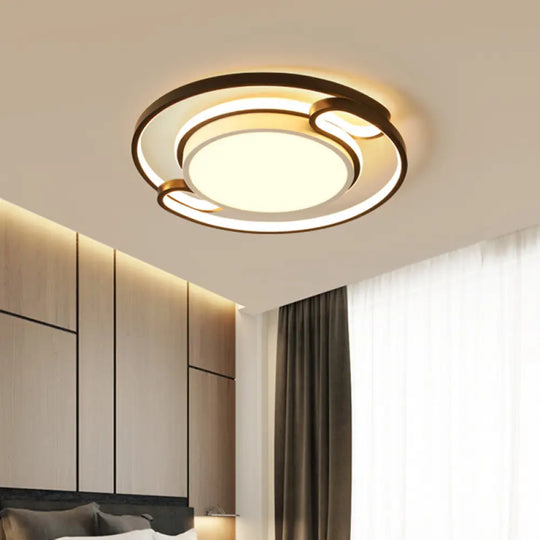 Modern Black Semi - Ring Led Flushmount For Bedroom 16’/20.5’ Wide – Ceiling Mount Lighting / 16.5’
