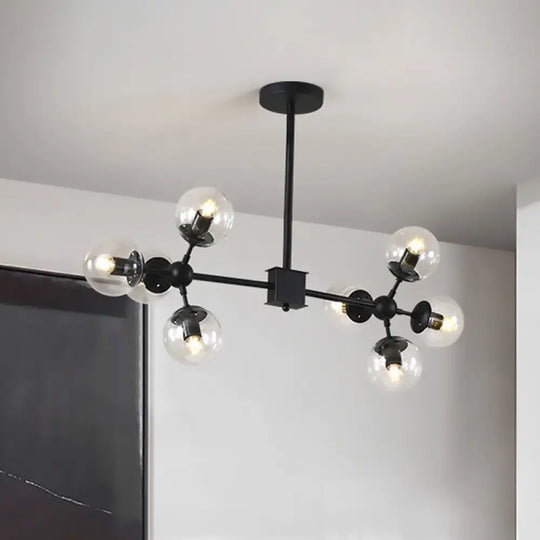 Modern Black Sphere Chandelier With Clear Glass Shades - 8/12 Head Ceiling Pendant Light Fixture 8 /