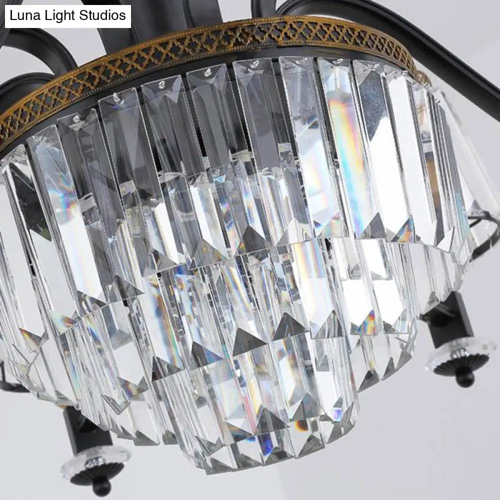 Modern Black Sputnik Chandelier - Crystal Rod Hanging Light Fixture 8/10/12 Lights Wide Design