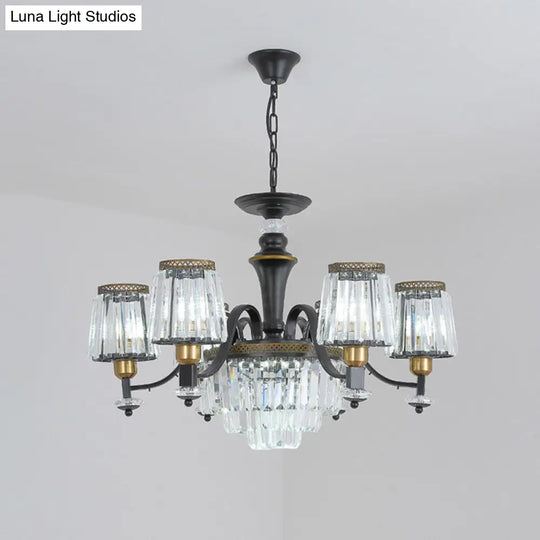 Modern Black Sputnik Chandelier - Crystal Rod Hanging Light Fixture 8/10/12 Lights Wide Design