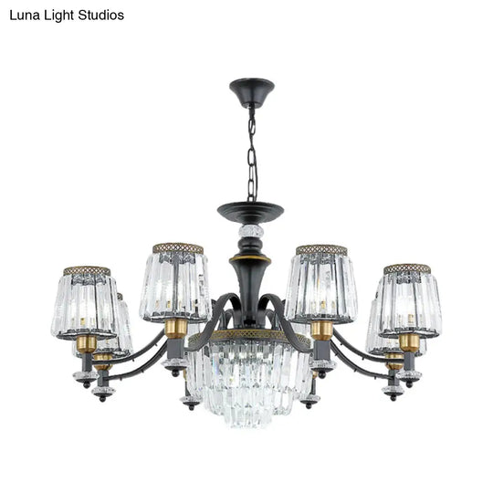 Modern Black Sputnik Chandelier - Crystal Rod Hanging Light Fixture 8/10/12 Lights Wide Design