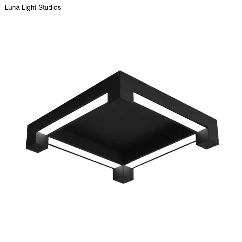 Modern Black Square Led Ceiling Flush Mount Light Fixture For Bedroom