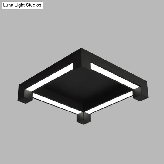 Modern Black Square Led Ceiling Flush Mount Light Fixture For Bedroom