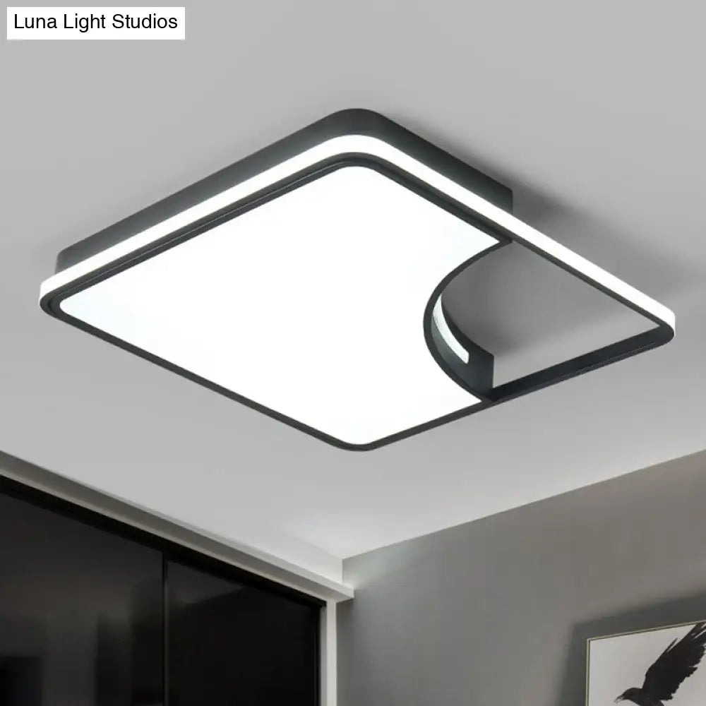 Modern Black Square Led Flush Mount Ceiling Light For Bedrooms