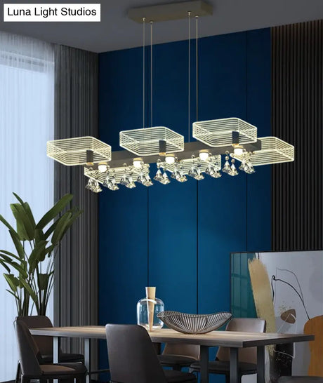 Modern Black Squares Island Suspension Light For Acrylic Dining Room Fixture