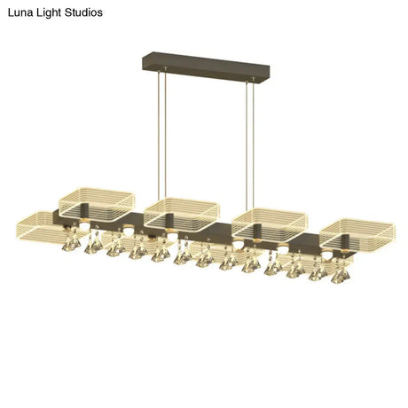 Modern Black Squares Island Suspension Light For Acrylic Dining Room Fixture