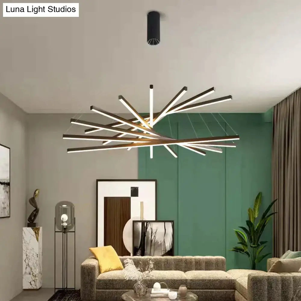 Modern Black Stair Chandelier Simple Modern Duplex Building High-Rise Empty Living Dining Room Hall