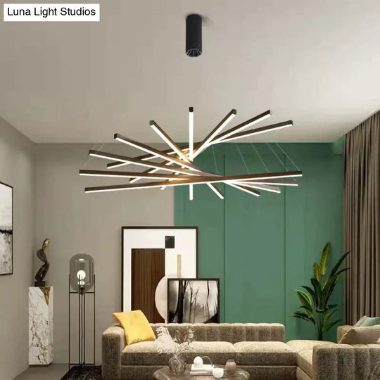 Modern Black Stair Chandelier Simple Modern Duplex Building High-Rise Empty Living Dining Room Hall