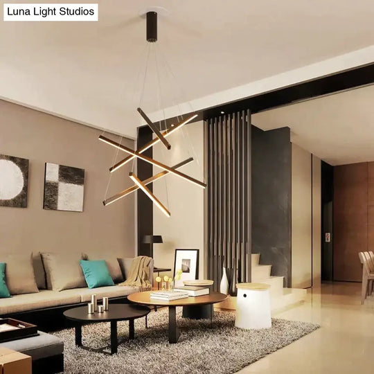 Modern Black Stair Chandelier Simple Modern Duplex Building High-Rise Empty Living Dining Room Hall