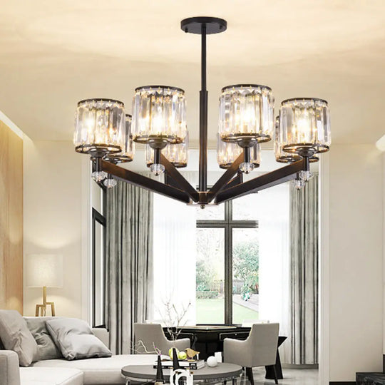 Modern Black Starburst Crystal Pendant Chandelier - 3/6/8 Lights Ceiling Hanging Light 8 /