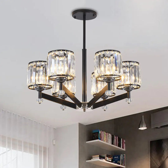 Modern Black Starburst Crystal Pendant Chandelier - 3/6/8 Lights Ceiling Hanging Light 6 /